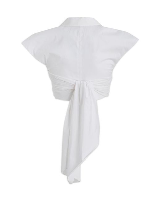 Philosophy Di Lorenzo Serafini White Tie Fastened Cropped Blouse
