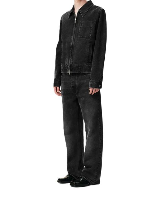 AMI Black Ami Zip-Up Denim Jacket for men