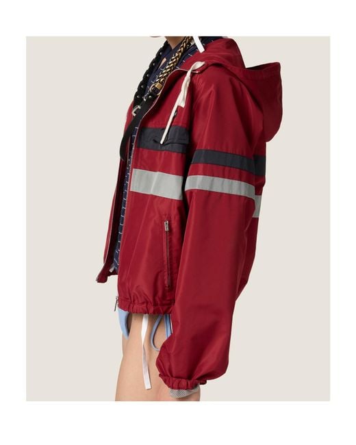 Miu Miu Red Technical Fabric Blouson Jacket