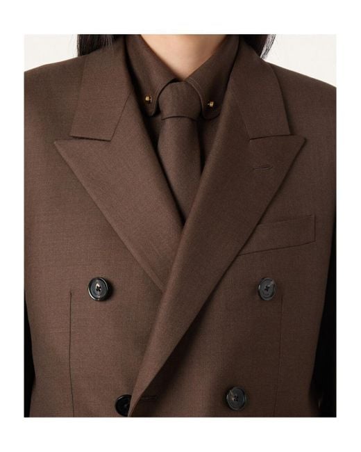 Loro Piana Brown Double-Breasted Blazer