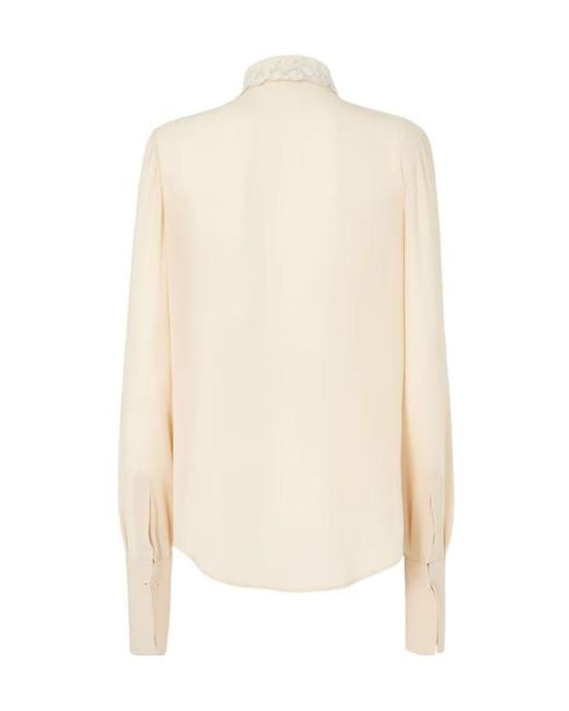 Fendi White Parchment-Colored Georgette Shirt