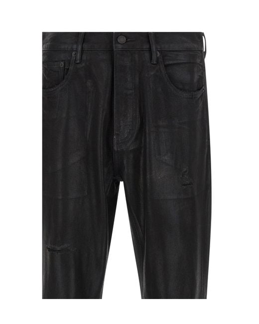 Purple Brand Black Distressed Foil Bootcut Jeans for men