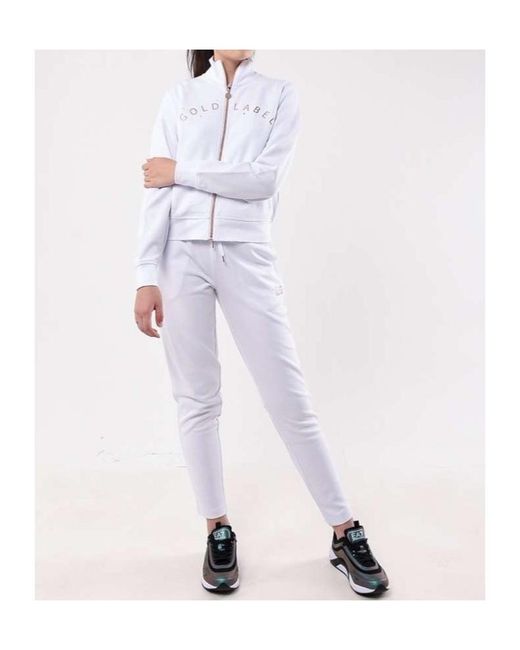 EA7 White Logo Printed Sweatpants