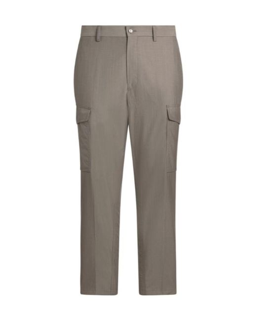 Etro Gray Logo-Patch Cargo Trousers for men