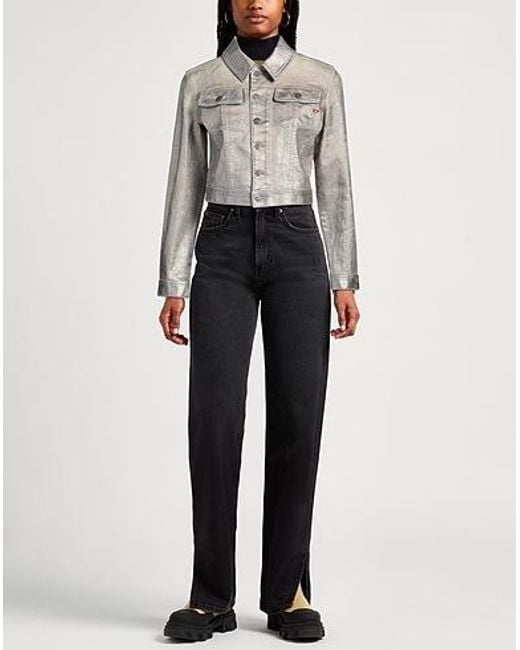 DIESEL Gray Solid-Colored Denim Jacket
