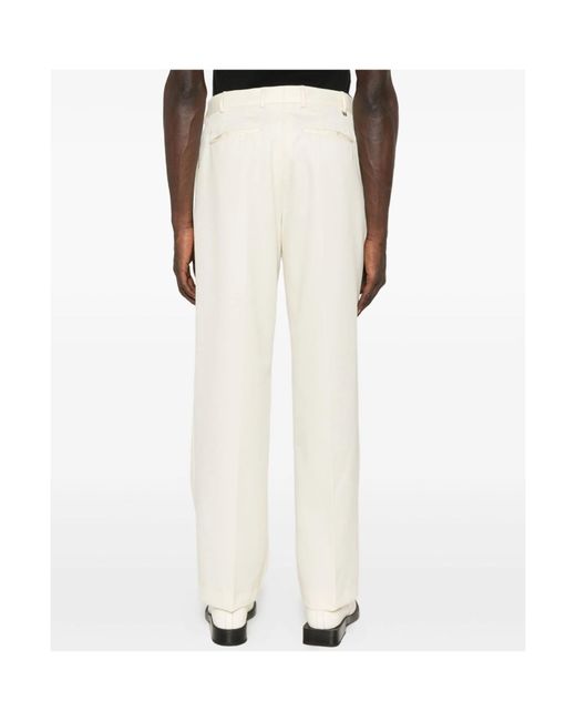 Pt Pantaloni White Pleated Wool Trousers for men