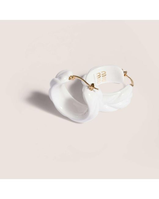 Miu Miu White Matelassé Plexiglas Earrings