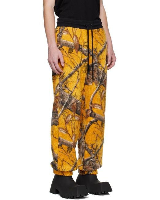 Moose Knuckles Yellow Graphic-Print Fleece Track Pants for men