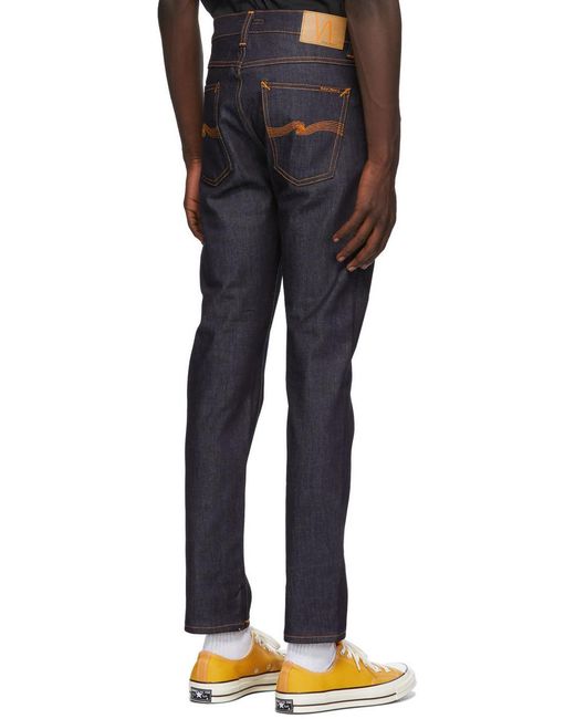 Nudie Jeans Blue Lean Dean Low-Rise Slim Jeans for men