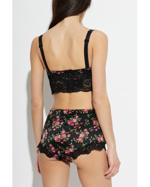 Dolce & Gabbana Red Floral Lace High-Waist Briefs