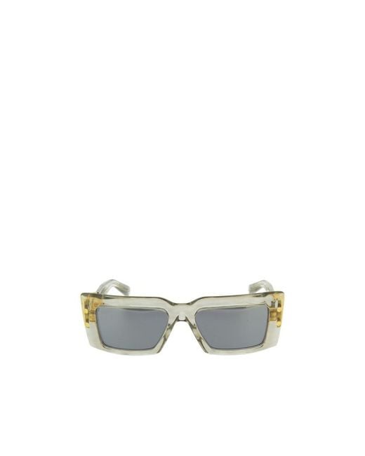 Balmain White Eyewear Rectangle Frame Sunglasses