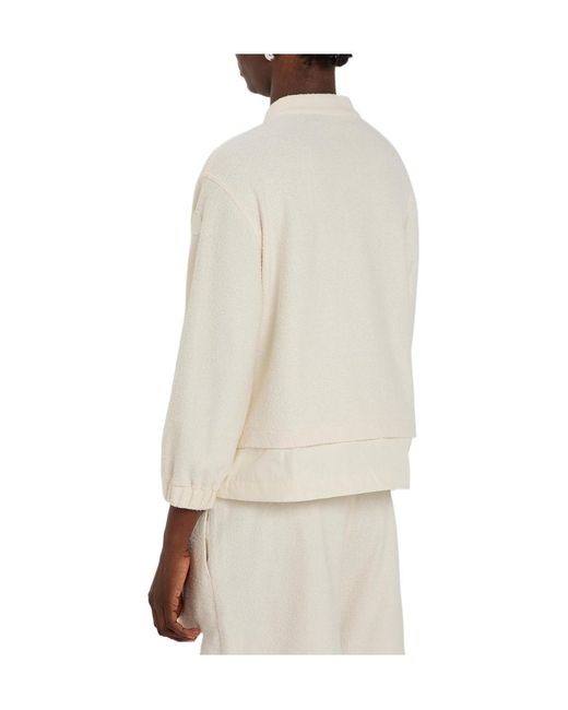 Moncler White Logo-Appliquéd Layered Bouclé Cardigan