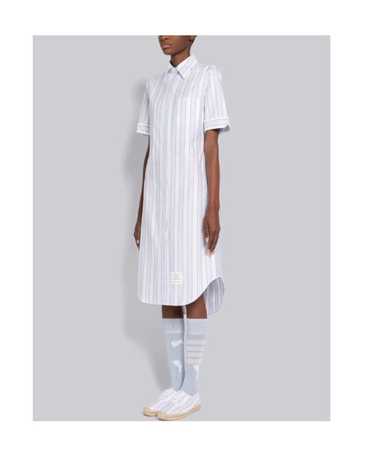 Thom Browne White Striped Poplin Shirtdress
