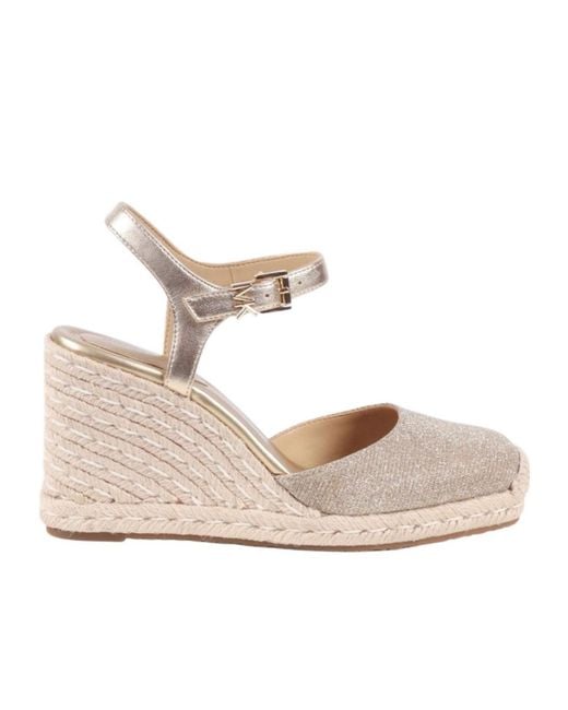 MICHAEL Michael Kors Metallic Buckled Platform Espadrilles