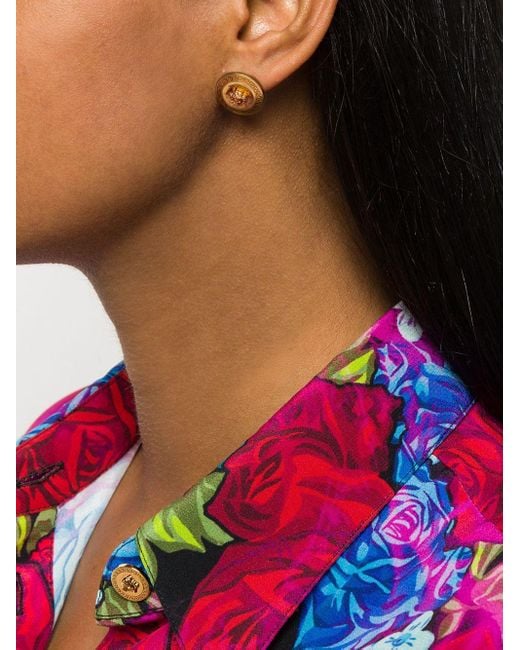 Versace Metallic Medusa Circular Earrings