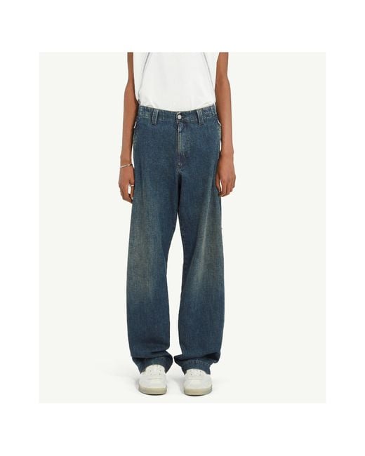 MM6 by Maison Margiela Blue Zip-Detailed Wide-Leg Jeans for men