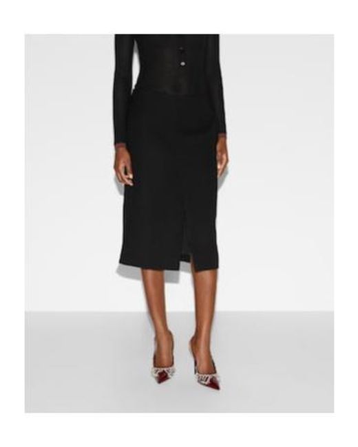Gucci Black Crêpe Slit Detailed Skirt