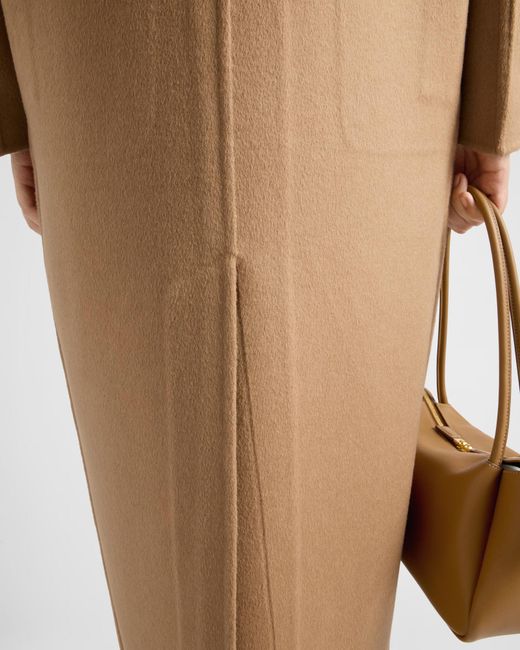 Prada Natural Single-Breasted Long Coat