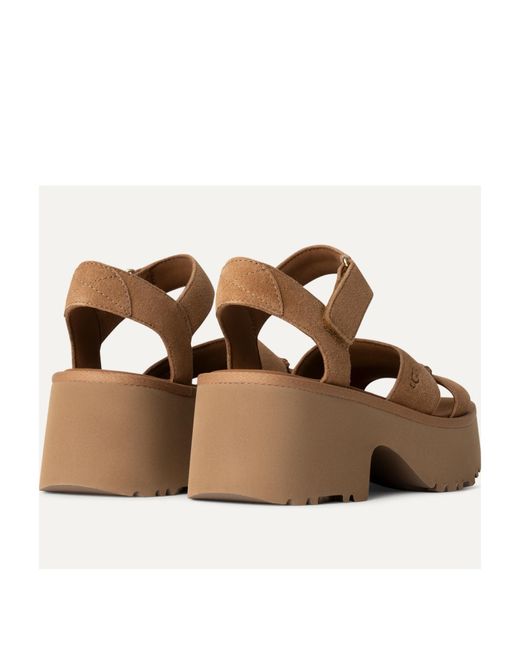 Ugg Brown Ankle Strap Wedge Sandals