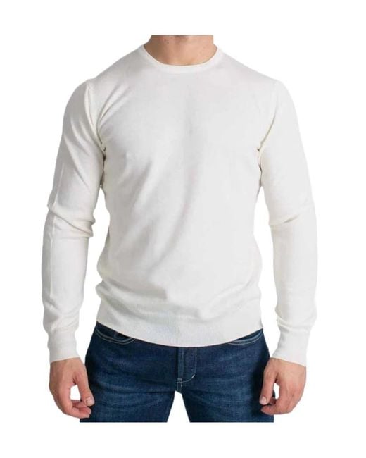 Gran Sasso White Crew Neck Sweater for men