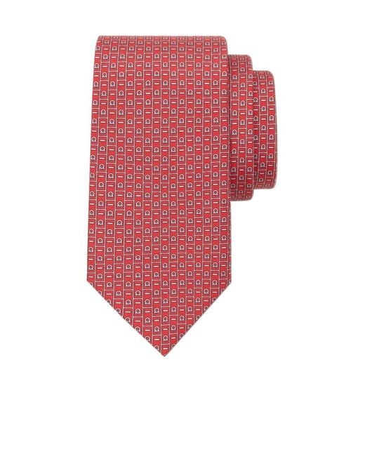 Ferragamo Red Ferragamo Gancini Printed Tie for men