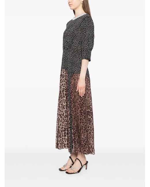 Rixo Gray Meg Leopard Midi Dress