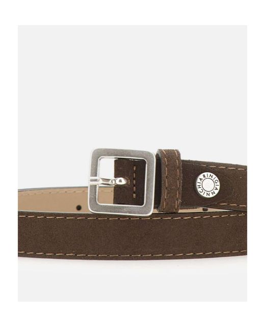 Gianni Chiarini White Contrast Stitch Suede Belt