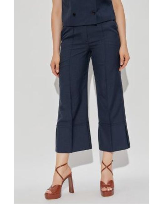 Theory Blue Wide-Leg Cropped Trousers