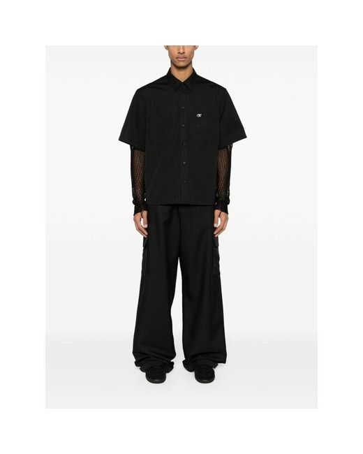 Off-White c/o Virgil Abloh Black Ow Drill Wide Leg Cargo Pants for men