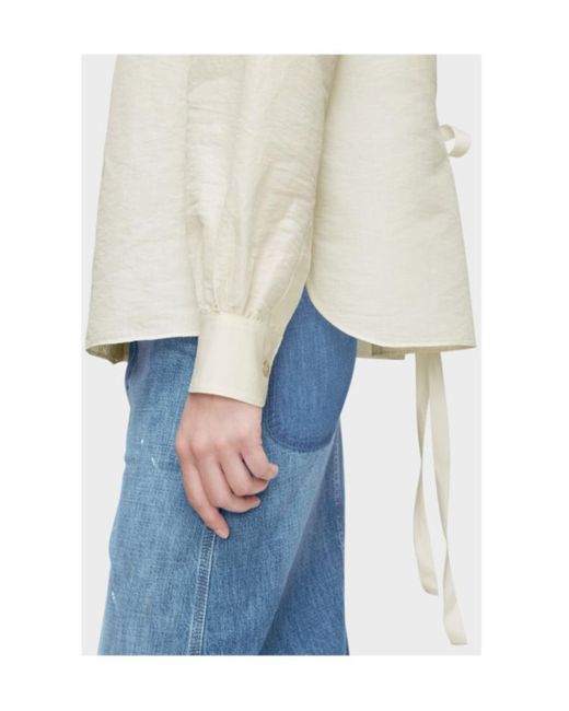 Maison Margiela White Tie-Waist Silk Cotton Shirt