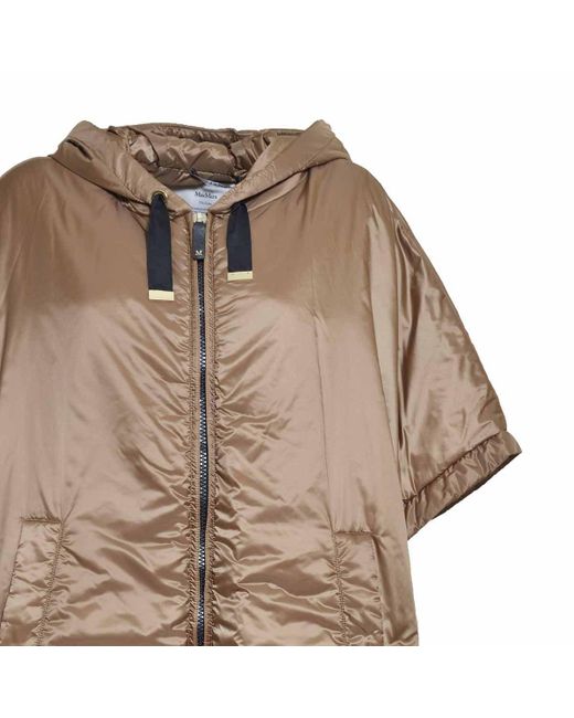 Max Mara Brown Short-Sleeve Padded Coat