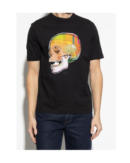 Paul Smith Black Ps Skull Sketch Print T-Shirt for men
