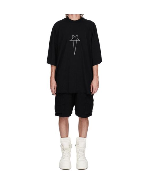 Rick Owens Black Cargobela Drawstring Cargo Shorts for men