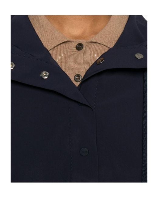Herno Blue Half-Sleeve Hooded Sweater
