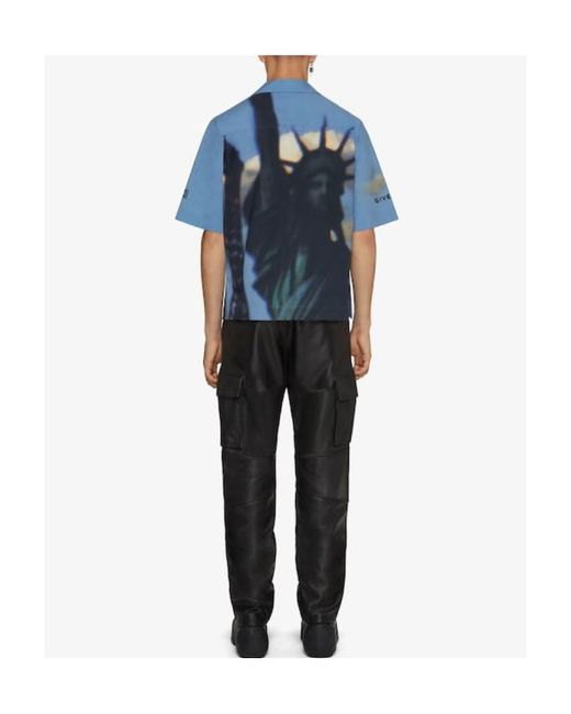 Givenchy Blue Hawaiian Collar Shirt for men
