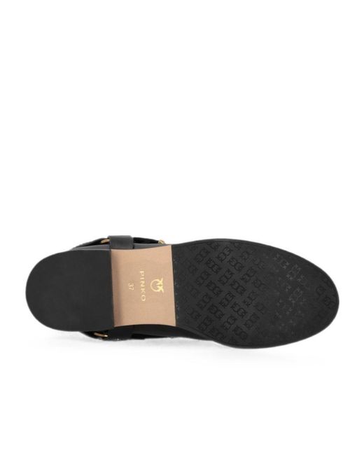 Pinko Black Logo Detail Flat Boots