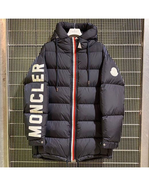 Moncler Blue Logo-Print Padded Jacket for men