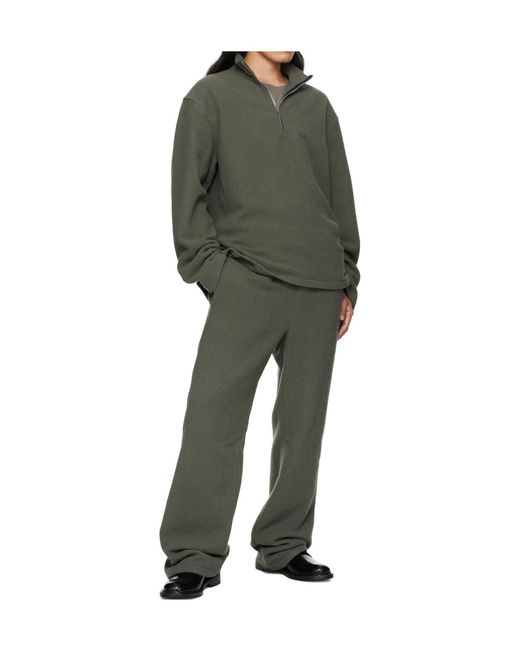 Rier Green Wool Fleece Casual Pants for men