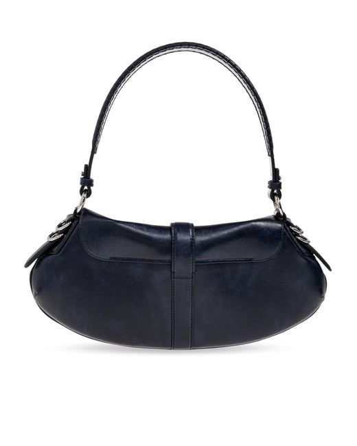 Ganni Blue Logo-Buckle Tote Bag