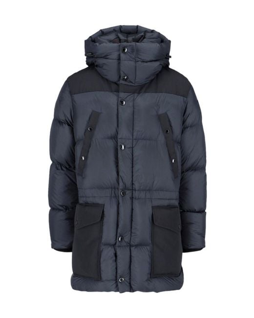 Burberry Blue High-Neck Hooded Coat for men