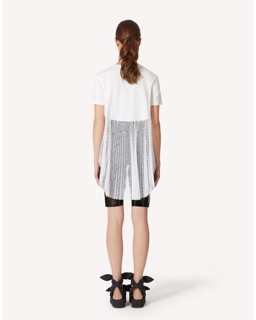 RED Valentino White Logo Tulle Short-Sleeved T-Shirt