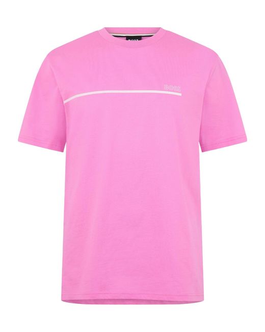 Boss Pink Logo Crew-Neck T-Shirt for men