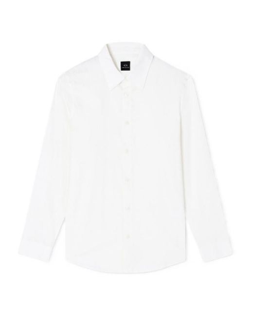 ARMANI EXCHANGE White Regular Fit Button-Up Shirt for men