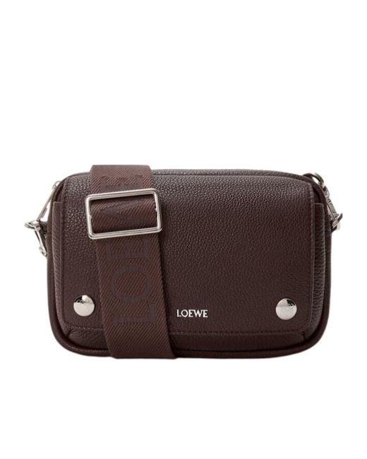 Loewe Brown Small Pebble Logo-Print Grained Shoulder Bag for men