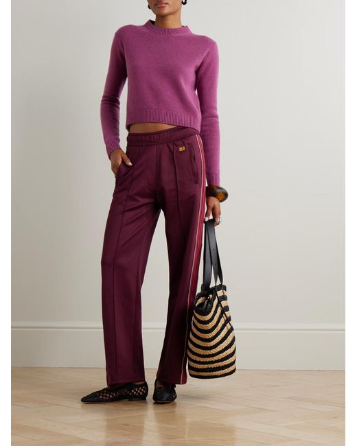 The Elder Statesman Purple Crew Neck Cashmere Sweater