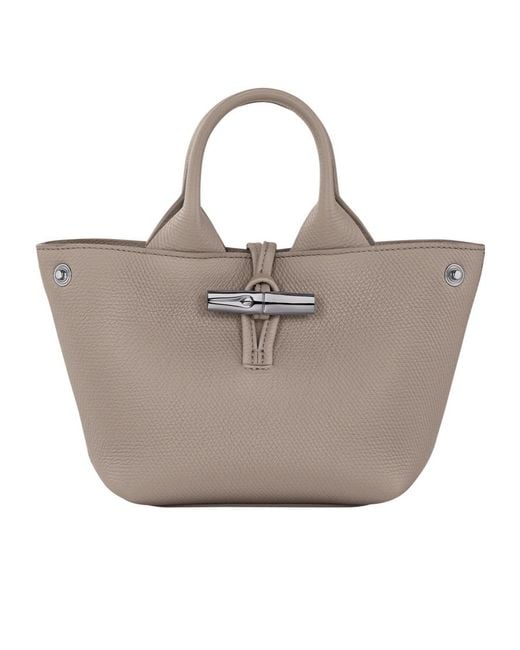 Longchamp Gray Le Roseau Xs Top Handle Bag