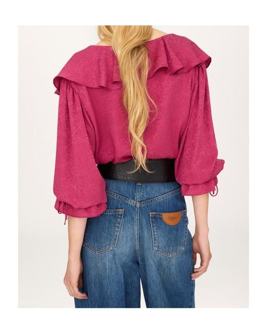 Chloé Pink Chloé Ruffled Button-Front Blouse