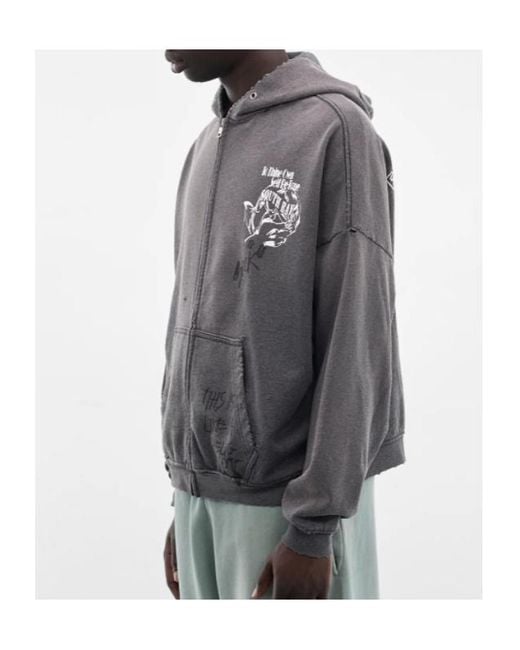 Paly Hollywood Gray Long-Sleeved Zip-Up Hoodie for men