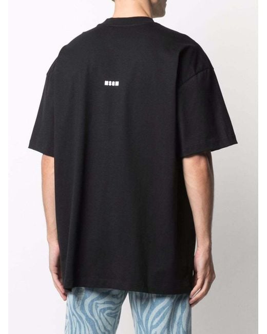 MSGM Black Logo Crew-Neck T-Shirt for men