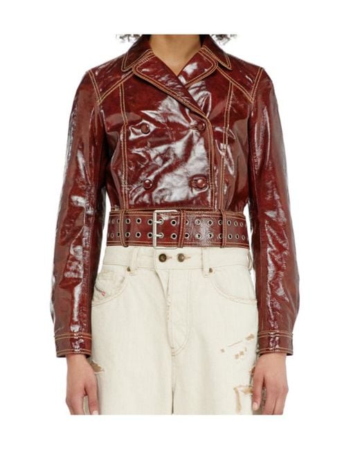 DIESEL Red Patent Double-Breasted Jacket